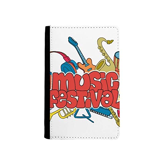 Étui Portefeuille de Voyage de Qualité Motif Passeport et Festival de Guitare
