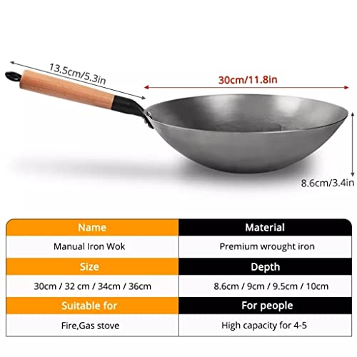 Wok de hierro fundido chino hecho a mano 32 cm miniatura 2