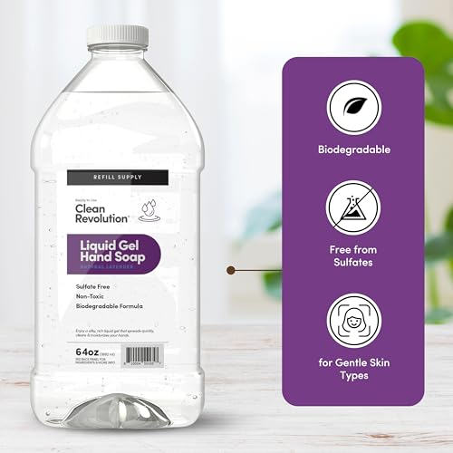 Image of Clean Revolution Liquid Gel Hand Soap Refill with Real Essential Oils - Sulfate-Free Gel Hand Wash, Moisturizing Bulk Refill, Non-Toxic Formula, Made in the USA (Natural Lavender) 64 Fl Oz