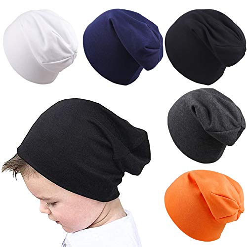 Olreco Baby Beanie Toddler Hat for Boys Slouchy Beanies Knit Kids Skull Cap Cotton Infant Girl Hats 5 Pack 6-60 Months