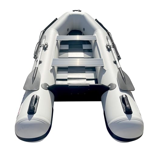 10FT Inflatable Boat,2-3Person Portable raft,2 Aluminum seat Board and 5 Aluminum Floor,3 Independent air Tubes,14 inch Large Float.No disassembly Required, Ultra Portable Design - Image 3