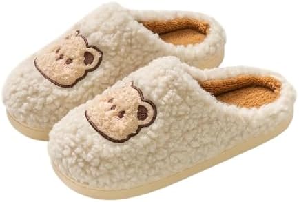 Cozy Bear Slippers Comfy Autumn Winter Slippers, Fuzzy Plush Winter Indoor Outdoor Cartoon
