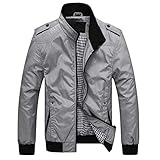 Import Blouson Homme Veste Chaud Léger Bomber Manteau Manches Longues Blousons Jacket Gris Clair M