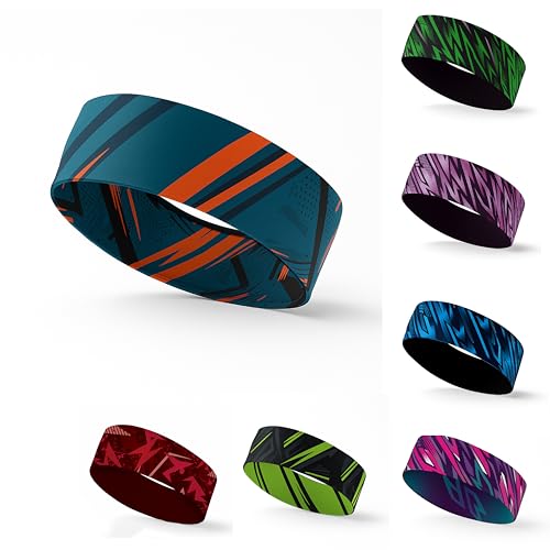 Sport Stirnband Nachhaltig Nahtlos Elastisch (Blau Orange)