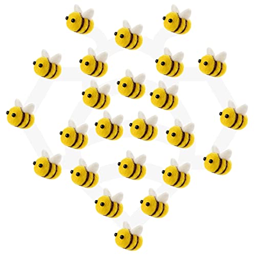 CINPIUK 24 Set Felt Bees for Crafts, Wool Felt Bumble Bee Plush for Tiered Tray Decoration Party Favors DIY Craft Jewelry Accessory