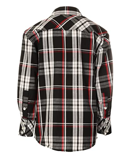 Image of Gioberti Boys Casual Western Plaid Long Sleeve Pearl Snaps Shirt
