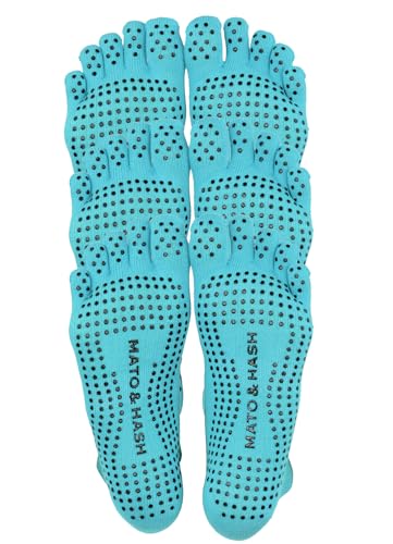 Image of Mato & Hash 5-Toe Exercise Barefoot Feel Yoga Socks With Full Grip