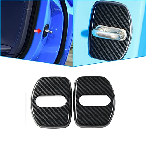 2pcs Car Door Lock Latches Cover for Corvette C8 Z06 2020 2021 2022, Stainless Steel Carbon Fiber Look Protector Replacement