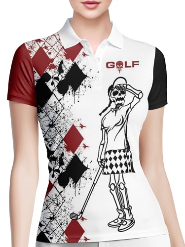 HIVICHI Funny Golf Shirts for Women Print Crazy Pattern Cute Novelty Moisture Wicking Short Sleeve Tennis Polo Shirt