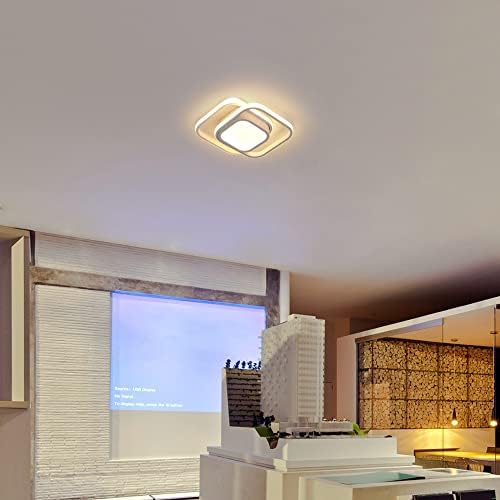 Modern Led Ceiling Lights, 32W 2900LM White Creative Design Square Acrylic LED Ceiling Lighting, 2700K Warm Light LED Ceiling Lamp for Hallway, Office, Bedroom, Kitchen, Living Room, Bedroom, Aisle