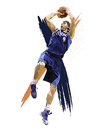 Dirk Nowitzki Poster - Basketball Bedroom Print - Polygonal Portrait - Gift Idea for Dad or Brother (Polygonal, 11x14)