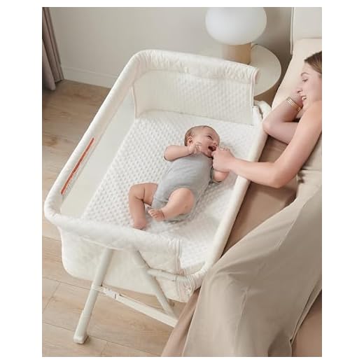 AirClub Bassinet Bedside Sleeper, Baby Crib for Newborn, Baby Bassinets Bedside Sleeper with 4 Auto-Lock & Adjustable Height, Breathable Mesh & Mattress, Bedside Bassinet