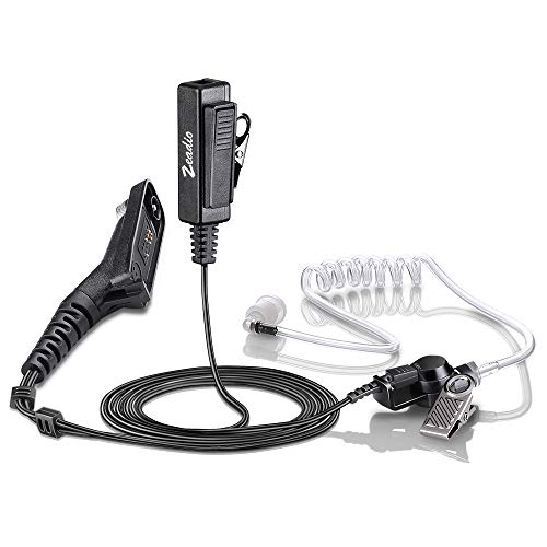 Zeadio Surveillance Covert Air Acoustic Tube Walkie Talkie Earpiece Headset With Earmold And Push-To-Talk Microphone For Kenwood Baofeng HYT 2 Pin Two