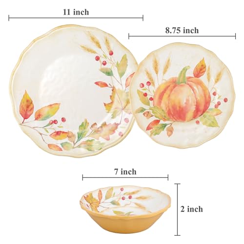 UPware-12-Piece-Pumpkin-Melamine-Dinnerware-Sets-Outdoor-Dishes-Set-Plates-and-Bowls-Sets-Autumn-Thanksgiving-Decorations-Service-for-4-Orange UPware 12 Piece Pumpkin Melamine Dinnerware Sets Outdoor Dishes Set Plates and Bowls Sets Autumn Thanksgiving Decorations Service for 4 Orange
