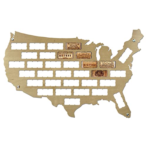 Torched USA Wine Cork Map Holder Decor Wall Mounted Wine