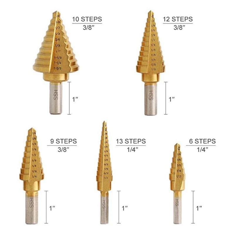 HSS Titanium Step Drill Bits with Automotive Center Punch - Image 2