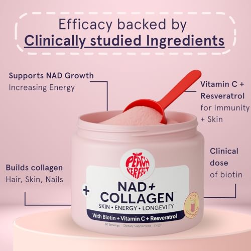 NAD Supplements for Women – Liposomal NAD+ Collagen Powder, 500mg NAD, Resveratrol, Vitamin C & Biotin – NMNH Alternative for Healthy Aging & Energy, Hair Skin & Nails – Pink Lemonade Mix, 30 SVG - Image 4