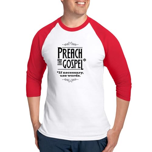 CafePress Preach The Gospel 1 Baseball Jersey Men's Cotton Baseball Jersey, 3/4 Raglan Sleeve Shirt Red/White
