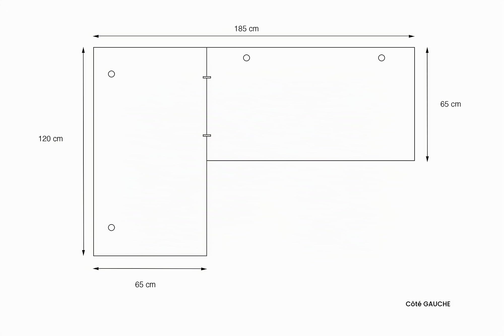 Bureau d'angle Gaming Pro LED - 185 x 120 cm - avec LED - Grand Bureau d'ordinateur - Solide (Gauche)