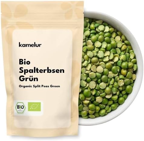 Kamelur 500 g de pois verts séchés bio - Légumineuses bio séchées...