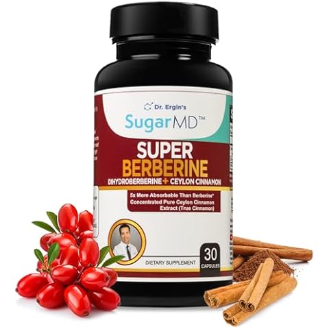 SugarMD Super Berberine Supplement – 250mg GlucoVantage Dihydroberberine with 4000mg Ceylon Cinnamon - 5X More Absorbable Than Regular Berberine – 30 Capsules (30 Day Supply) Cover
