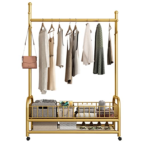 Porte-vêtements portemanteau sur roulettes penderie vestiaire entrée avec étagère à chaussures