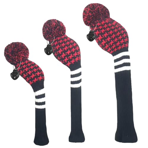 Scott Edward Golf Headcovers Set of 3, Black and Red Thousand Birds
