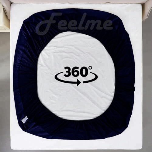 Image of Mattress Protectors,Gadda Cover,100% Cotton&Waterproof,Premium Cotten Feel,Breathable and Hypoallergenic Ultra Soft Fitted(72x78Inches) Dark Blue