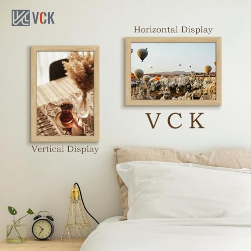 Image of VCK 13x19 Frames 3 Pack, Natural Poster Frame MDF Wood with Polished Plexiglass, Wall Mounting Horizontal & Vertical Display