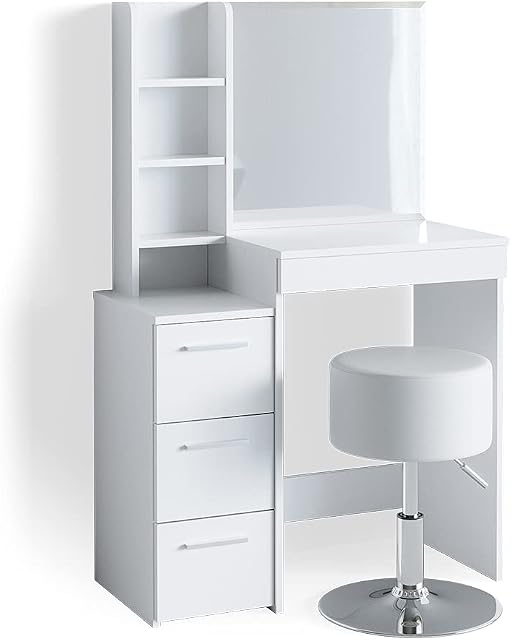 Vicco Stół o jamierze "Meryl", Biały, 80 cm z taboretem