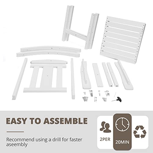 Lue Bona Outdoor Rocking Chairs Set Of 2, Weather Resistant Poly Plastic Rocker Chairs, 350Lb Heavy Duty, Oversized Porch Rocker For Adult, High Back Smooth Rocking Chairs For Outdoor & Indoor, White #TOP5