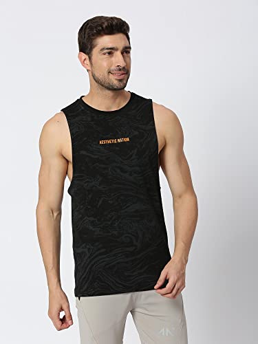 Image of Aesthetic Nation Deep Cut Wavy Tank Top /Vest for Mens