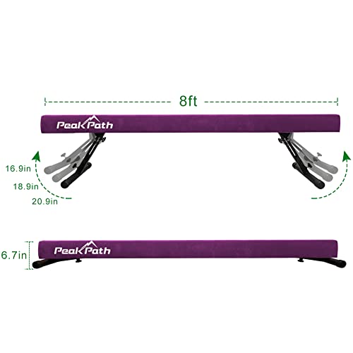 Peakpath 8FT Adjustable&Foldable Gymnastics Balance Beam,Home Gym Equipment,Easy Assembling and Storage,No Tool Require,for Kids Children Girls Training
