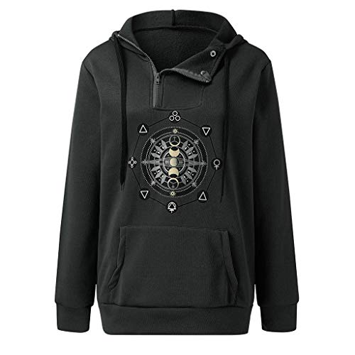 TYTUOO Damen Sweatshirt Fashion Langarm Herbst und Winter Print Cotton Hoodies Pullover Cover