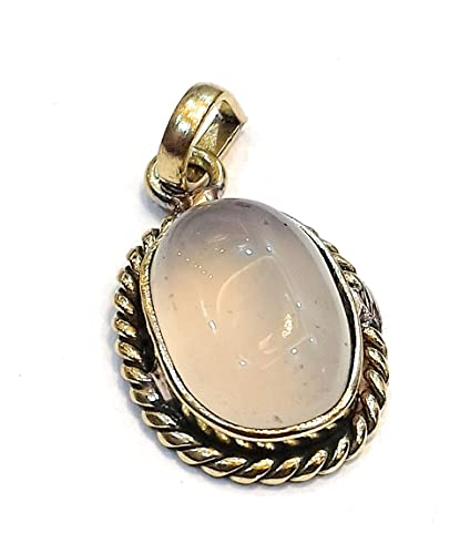 Pendentif argent 20 carats avec véritable pierre blanche Hakik par Shivi Gems
