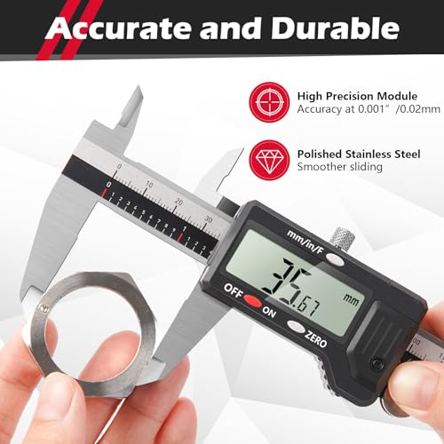 image for werka Digital Caliper, 0-6” Calipers Measuring Tool, Auto-Off Microm