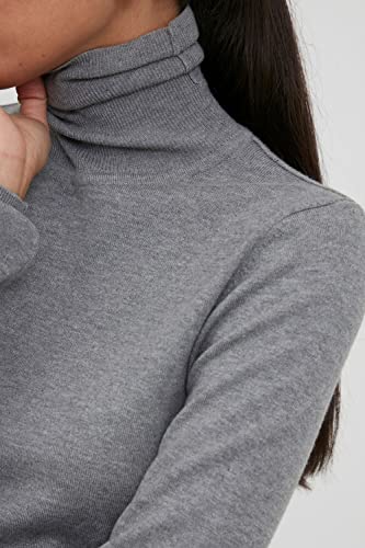 ICHI IHMAFA Damen Strickpullover Rollkragenpullover Pullover mit Rollkragen Rippbündchen Feinstrick Slim fit, Größe:M… – Ansicht 6