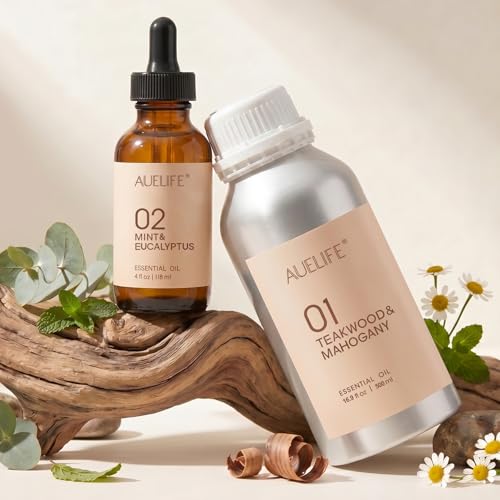 Image of Auelife 16.9oz (500 ml) Mint & Eucalyptus Essential Oils for Diffusers for Home, Large Aluminum Bottle Fragrance Oil for Candle & Soap Making, Aromatherapy Oil for DIY Scents & Home Fragrance