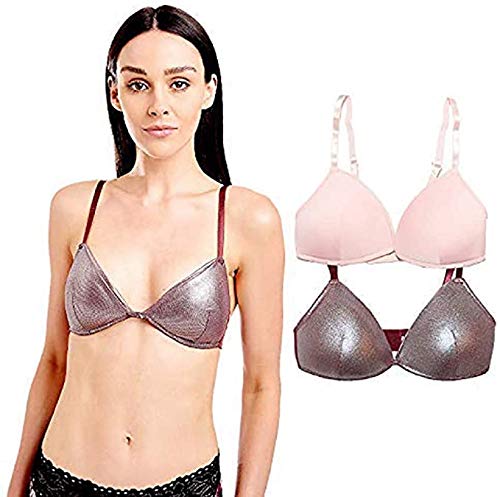 BCBGeneration womens 2-pack Wireless Convertible Back Padded Bra, Smooth Pink/Mettalic Burgundy Bra, Smooth Pink/Mettalic Burgundy, 36D US