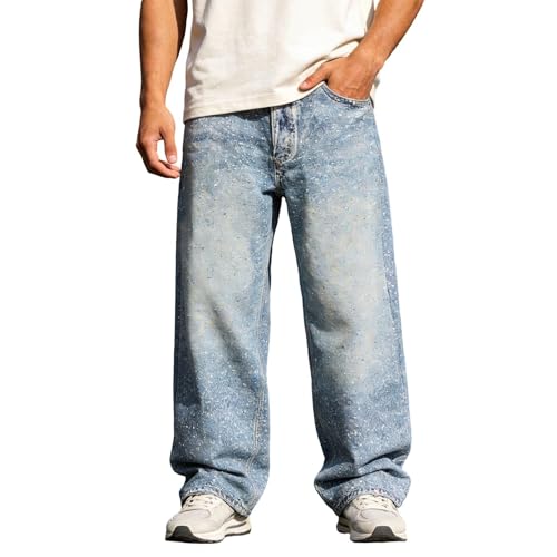 Vaqueros de mezclilla para hombre con estampado brillante de diamantes de imitación
