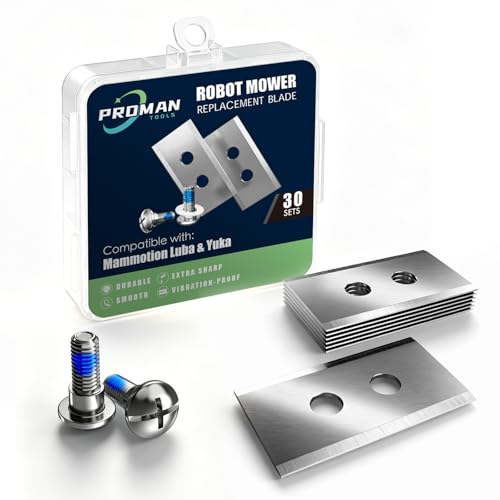ProMan Tools 30-Pack Robust Replacement Blades for Mammotion Luba & Yuka Robotic Mowers - 0.9mm Thickened, Long-Lasting, with Washers and Screwdrivers