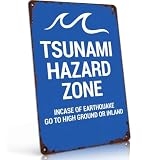 Tsunami Hazard Zone Safety Metal Sign 8 x 12 Inch