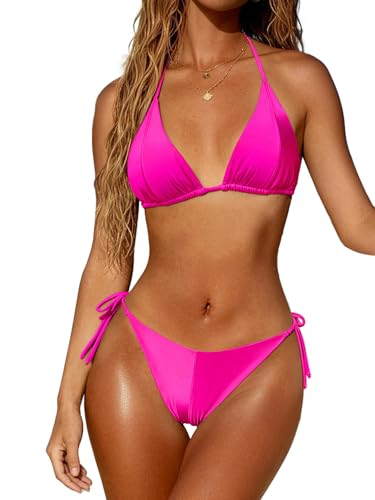 MIKETAI Women Triangle Bikini Set Two Piece Halter String Bathing Suit