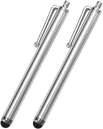 TRIXES Lot de 2 Stylets argentés pour Smartphone - Pointe en Silicone pour appareils à écran Tactile