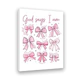 Redland Art Pink Bow Wall Art Framed Canvas 11.5x15 Inches Coquette Christian Scripture Quotes for Pink Bedroom & Bathroom, Inspirational Gift for Teen Girls, Dorm Room Decor, Aesthetic Bow Picture
