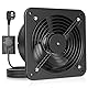 HG Power Abluftventilator 200mm - 980m³/h Badlüfter Leiser mit Rücklaufklappe, Geschwindigkeitsregler, Stecker, 53.5W Industrieller Wandventilator für Küche Badezimmer Garage Untergeschoss, Schwarz