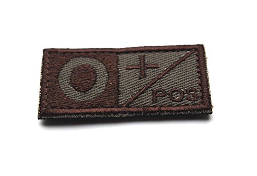 Tactical Blood Type O+ Positive Pos Hook And Loop Patch Embroidered Morale Military Badge For Outdoors (Brown O+) #TOP3