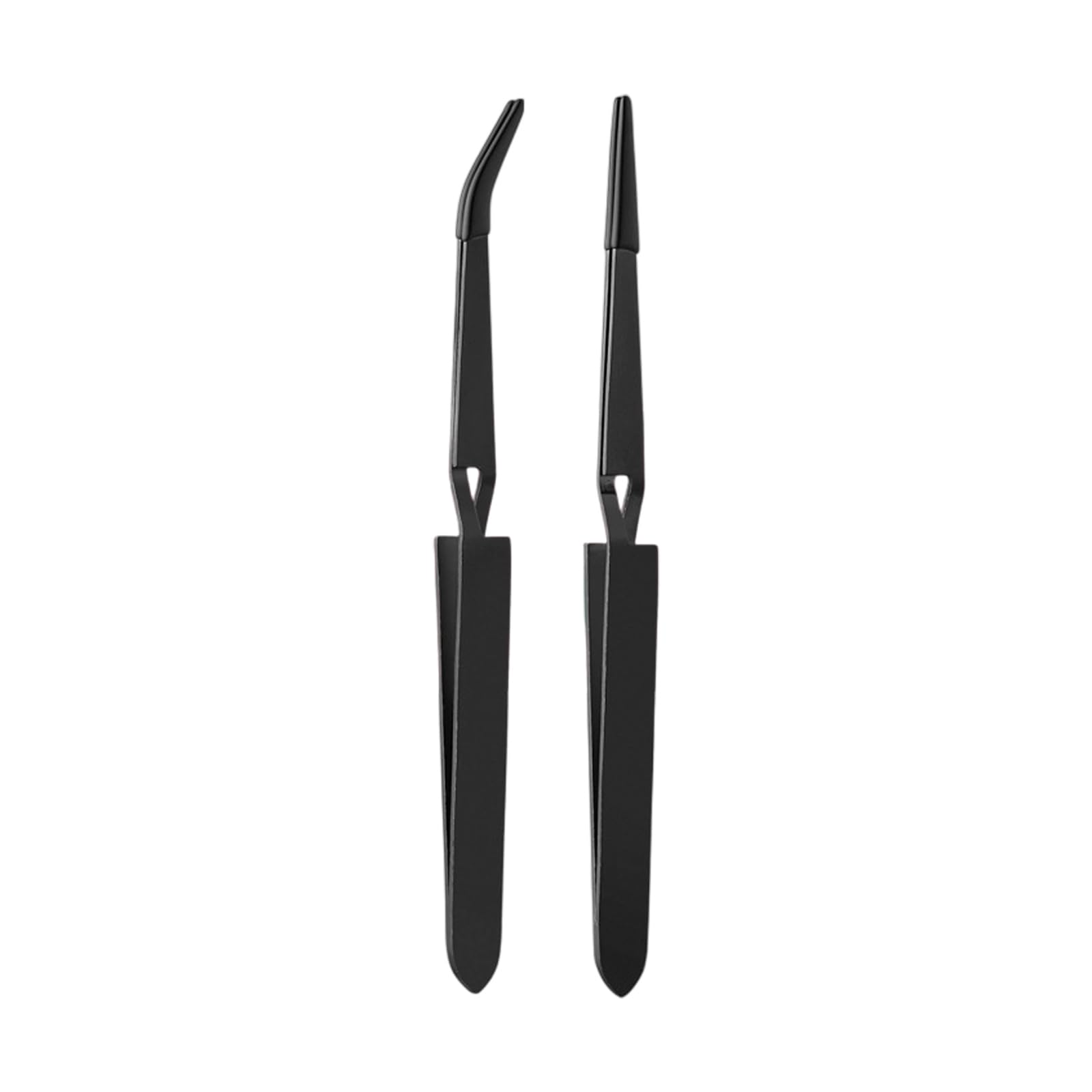 2Pcs Reverse Tweezers with Rubber Ti Tweezers Flat Tip Rubber Tweezer for Jewellery Eyelashes Applicators Coated Set Laboratory with Tip