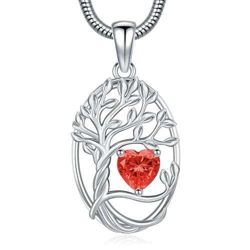 Eusense Collier Arbre de vie Pendentif Pierre de Naissance Juillet Collier Coeur Cuivre Pendentif arbre de vie Bijoux Cadeau pour Femmes Dames