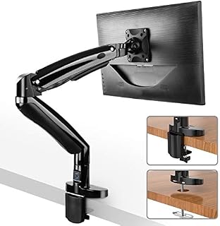 HUANUO Monitor Mount Stand - Long Single Arm Gas Spring Monitor Desk Mount